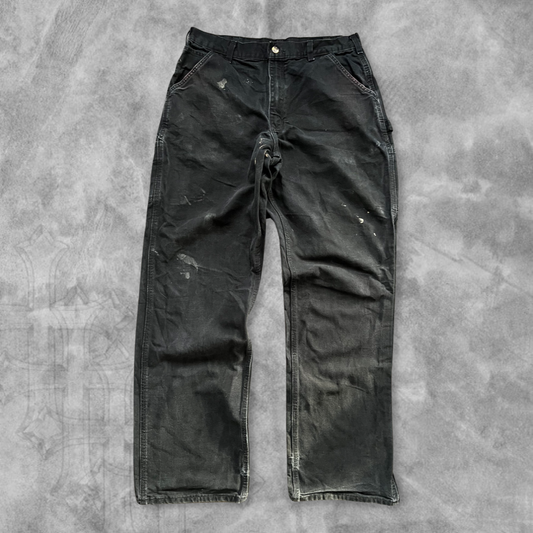 Distressed Faded Black Carhartt Carpenter Pants 1990s (32x32)