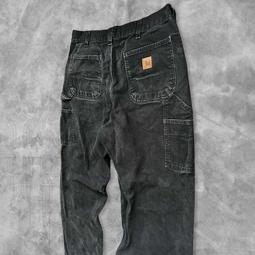 Distressed Faded Black Carhartt Carpenter Pants 1990s (32x32)