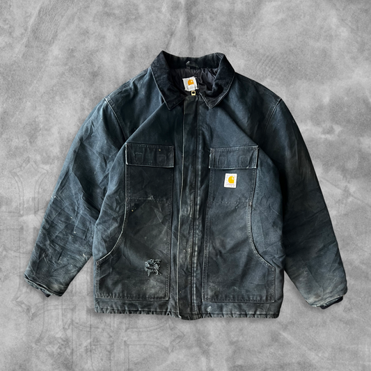 Faded Distressed Black Carhartt Barn Jacket 1990s (L)