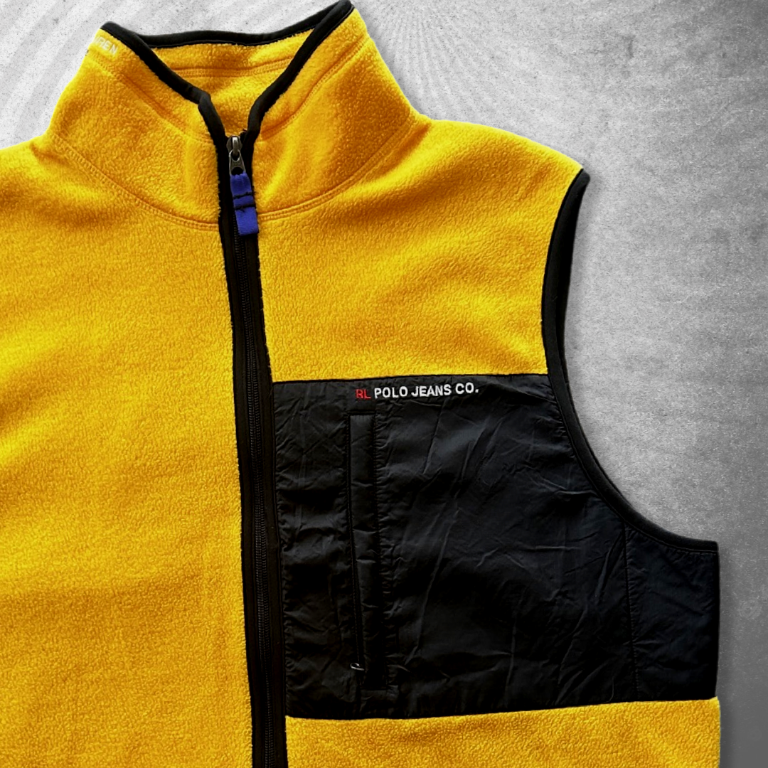 Yellow/Black Polo Fleece Vest 1990s (L)