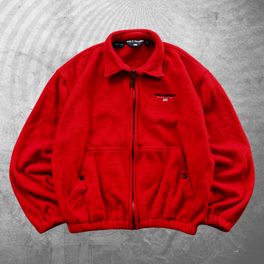 Cherry Red Polo Sport Fleece Jacket 1990s (L)
