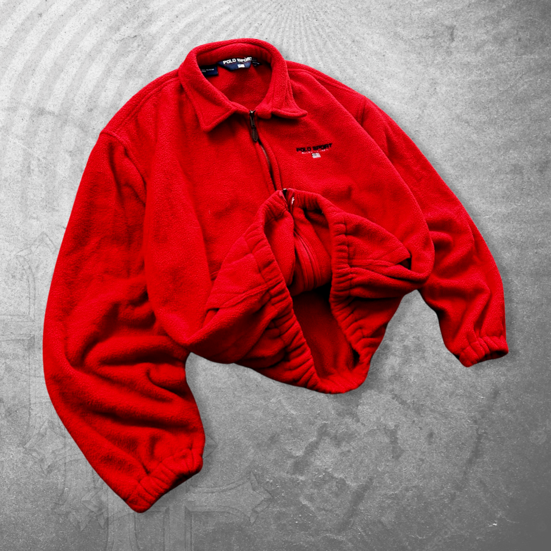 Cherry Red Polo Sport Fleece Jacket 1990s (L)