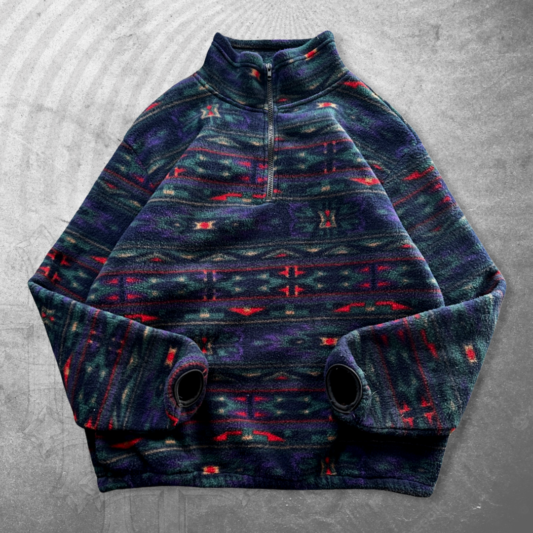 Aztec Fleece Quarter Zip Pullover 1990s (L)