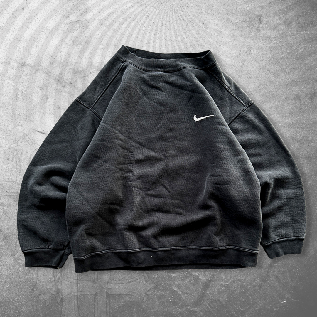 Boxy Black Nike Sweatshirt 1990s (XS/S)