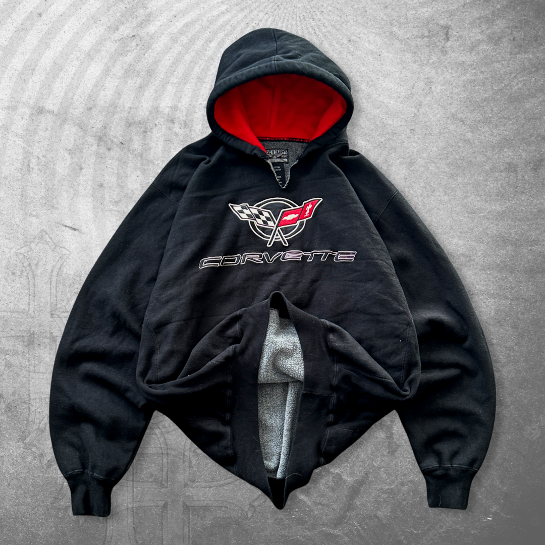 Black Corvette Hoodie 1990s      (L/XL)