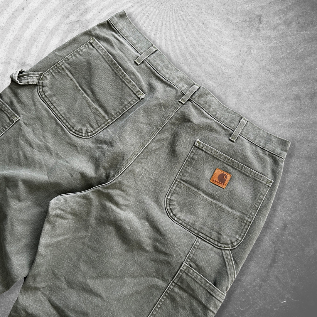 Faded Sage Green Carhartt Carpenter Pants 1990s (36x32)