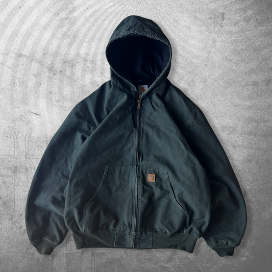 Dark Green Carhartt Hooded Jacket 1990s (XL)