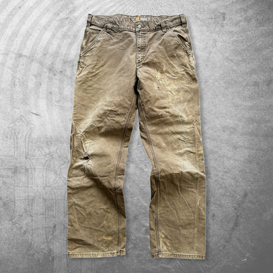 Distressed Light Brown Carhartt Carpenter Pants 2000s (36x30)