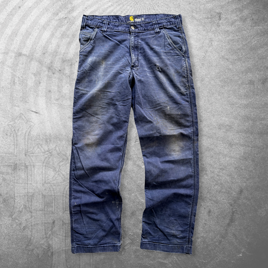 Navy Blue Distressed Carhartt Carpenter Pants 2000s (34x30)