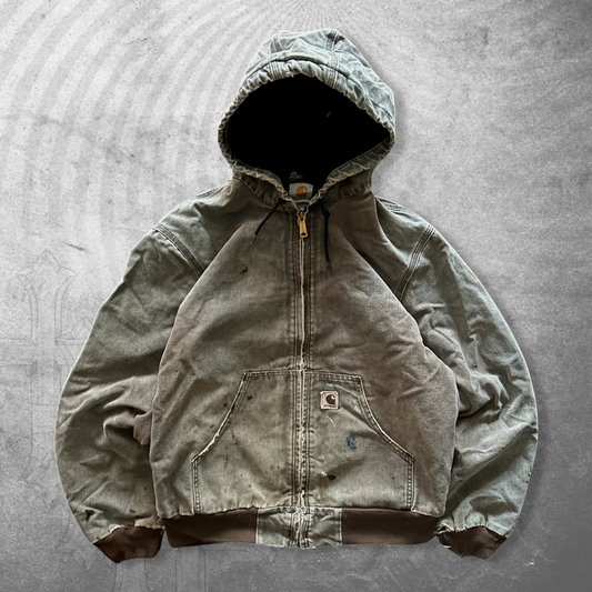 Faded Light Brown Carhartt Hooded Jacket 1990s (M)