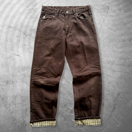 Mocha Brown Carhartt Flannel Lined Pants 1990s (34x32)