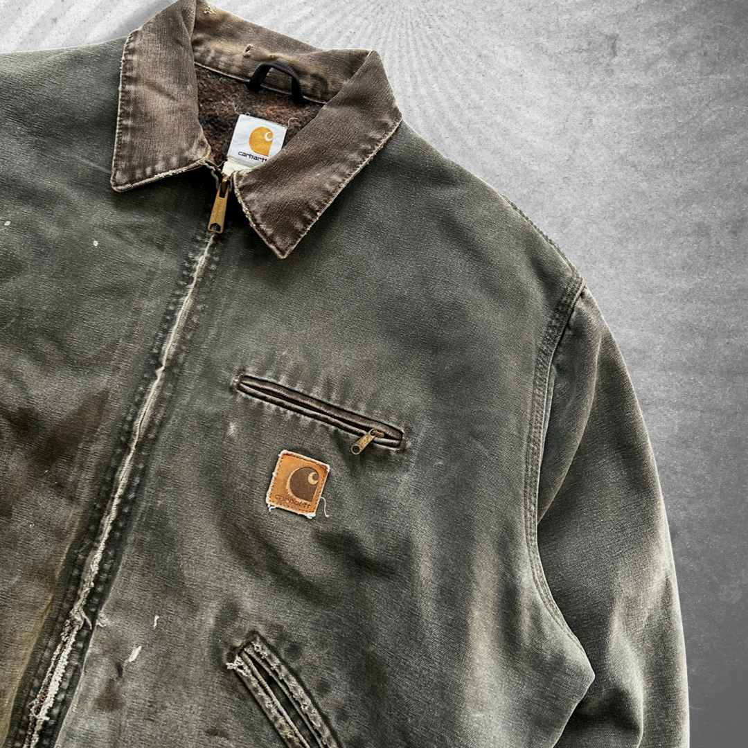 Distressed Moss Green Carhartt Detroit Jacket 1990s (XL)