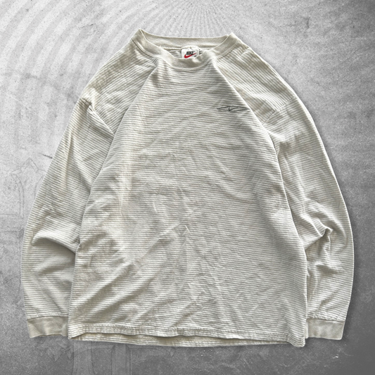 White Nike Textured Long Sleeve Shirt 1990s (L)
