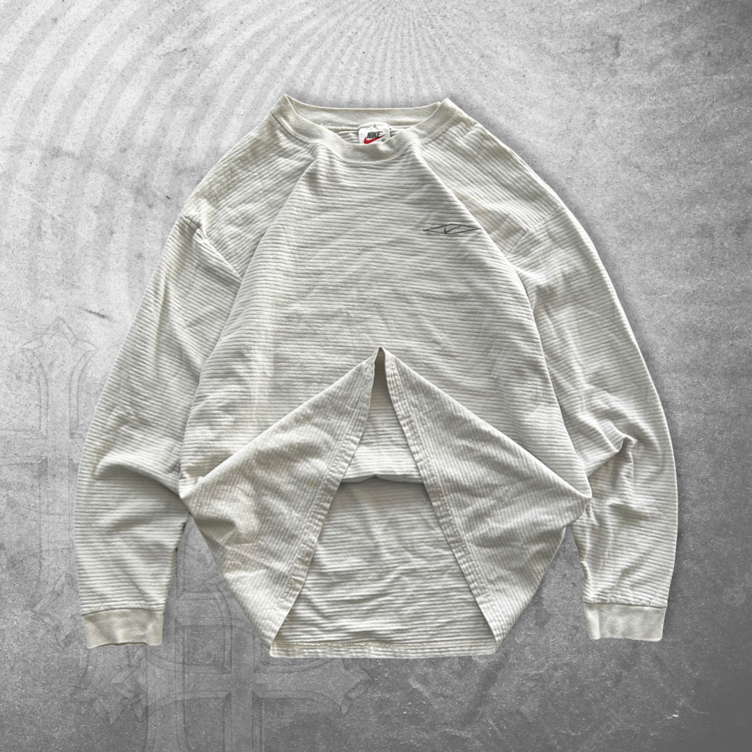 White Nike Textured Long Sleeve Shirt 1990s (L)