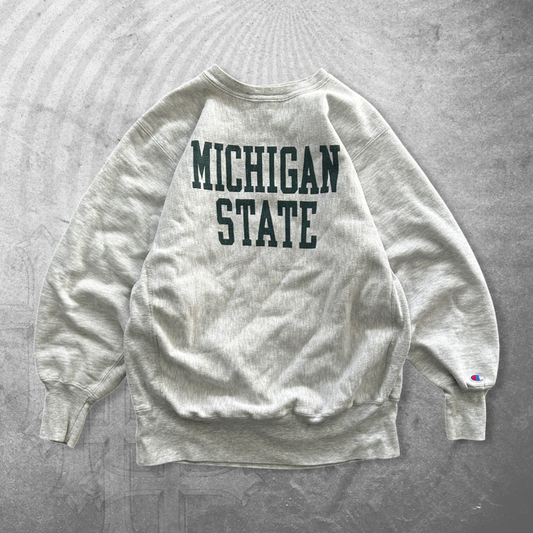 Grey Michigan State Champion Reverse Weave Sweatshirt 1990s (M)