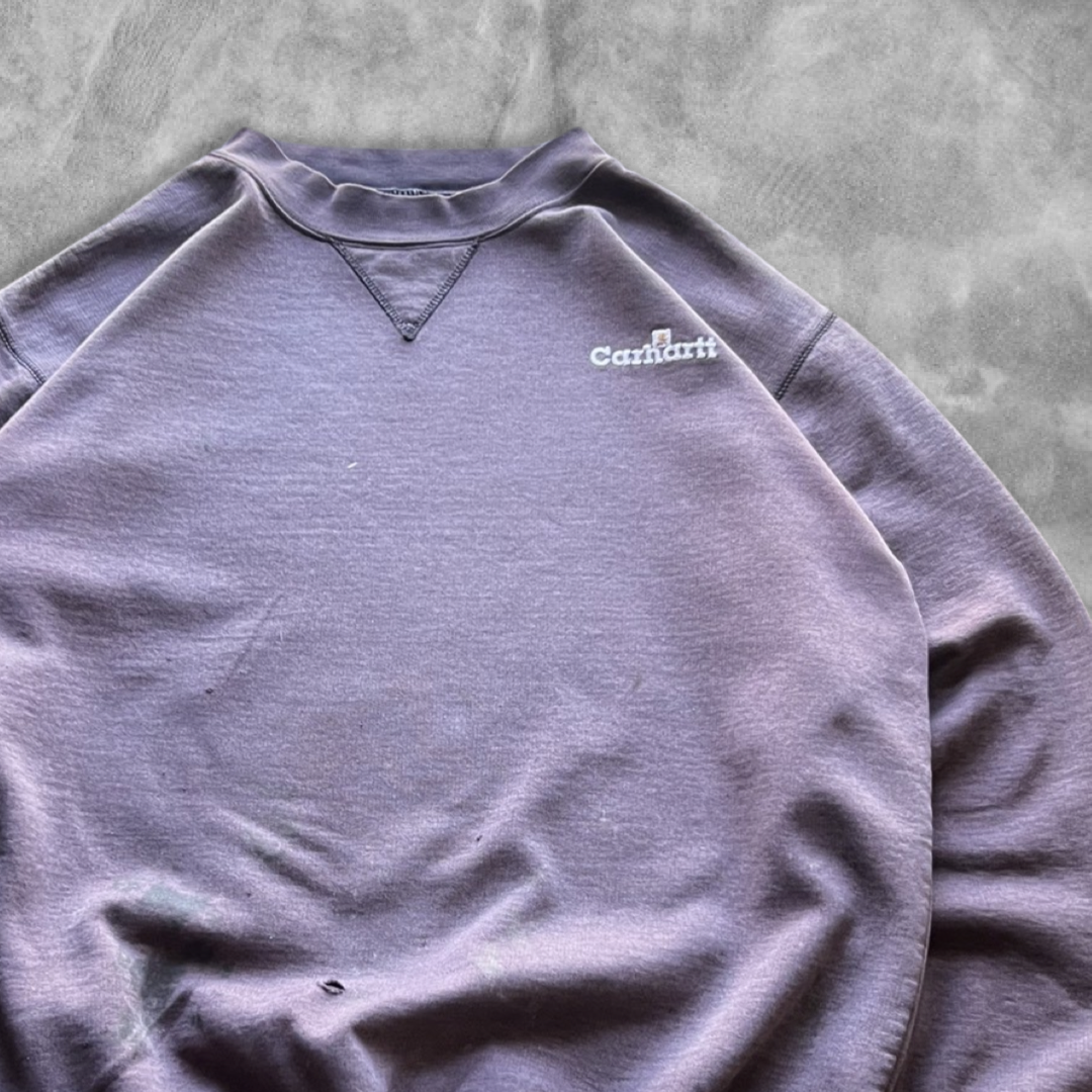 Faded Distressed Grape Carhartt Sweatshirt 1990s (L)