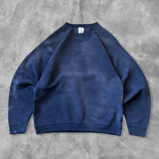 Faded Distressed Navy Blue Sweatshirt 1990s (L)