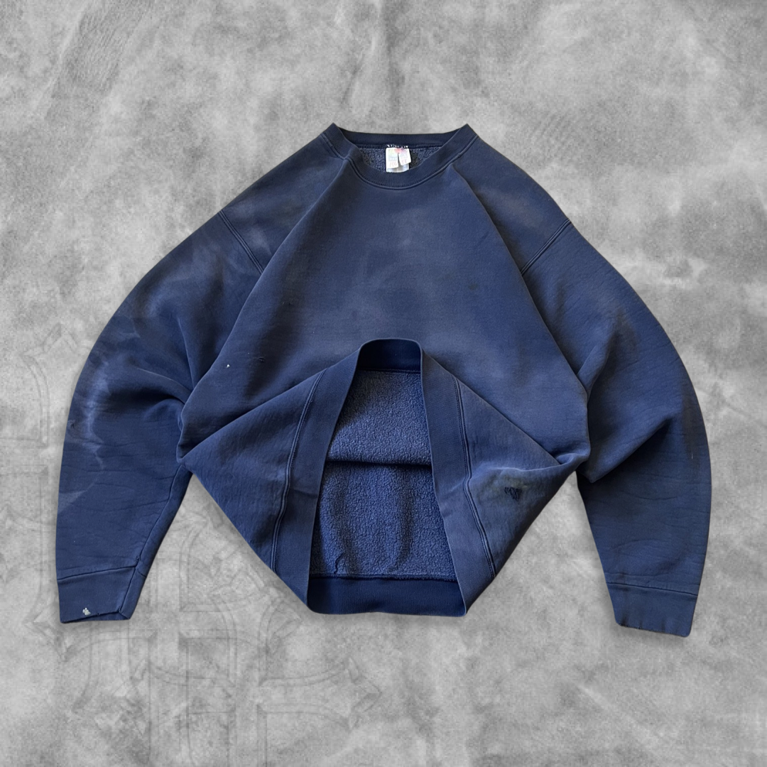 Faded Distressed Navy Blue Sweatshirt 1990s (L)