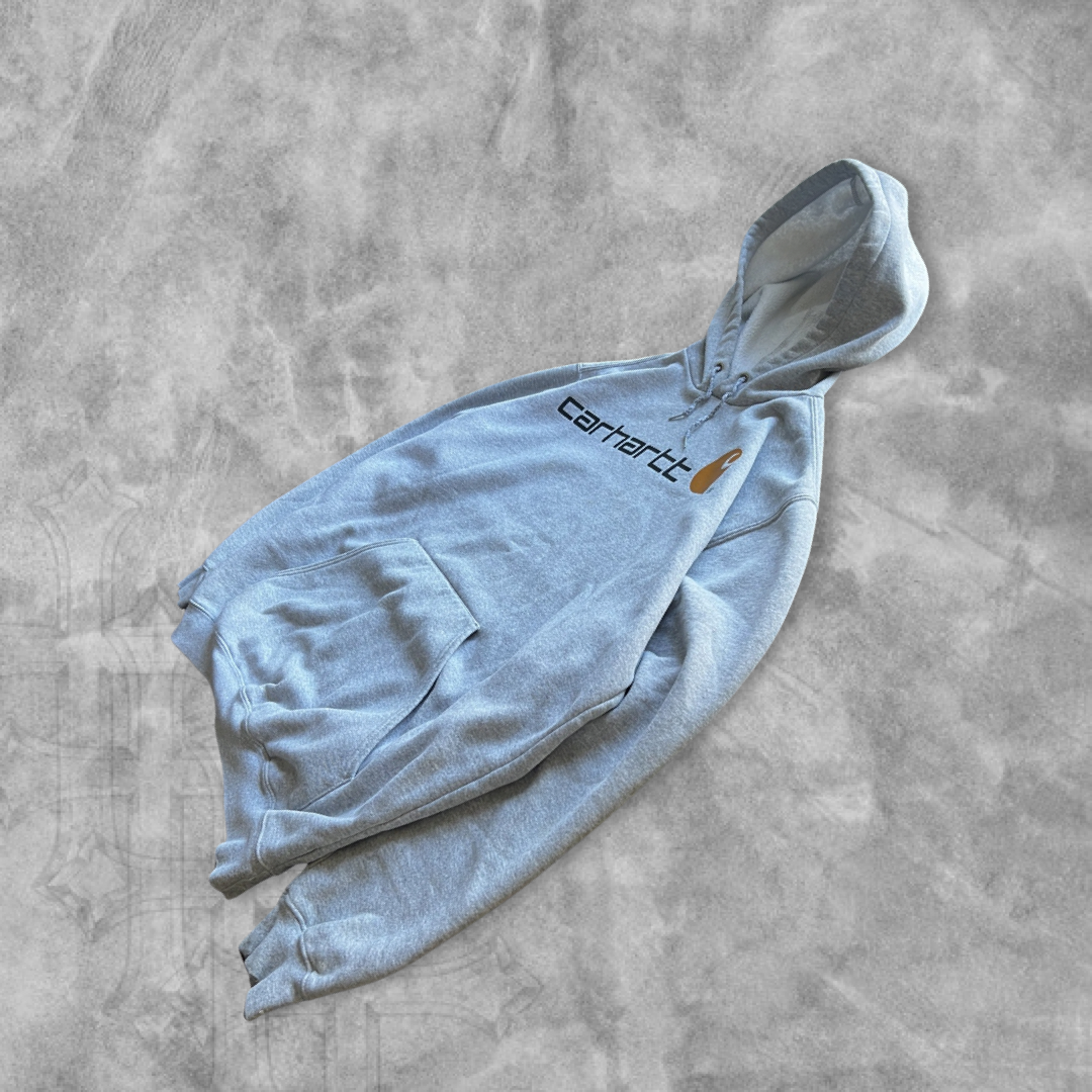 Grey Distressed Carhartt Hoodie 2000s (XL)