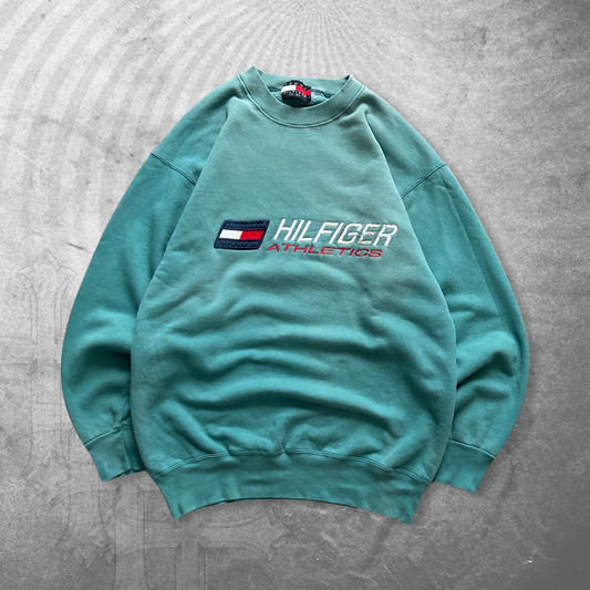Faded Sea-Foam Green Tommy Hilfiger Athletics Sweatshirt 1990s (L)