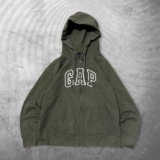 Olive Green Gap Hooded Jacket 1990s (M)