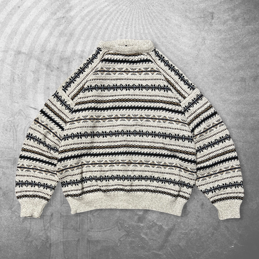 White Pattern Sweater 1990s (XL)