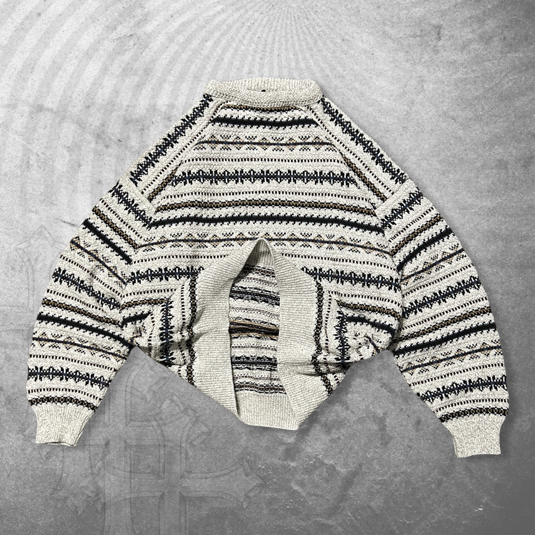 White Pattern Sweater 1990s (XL)