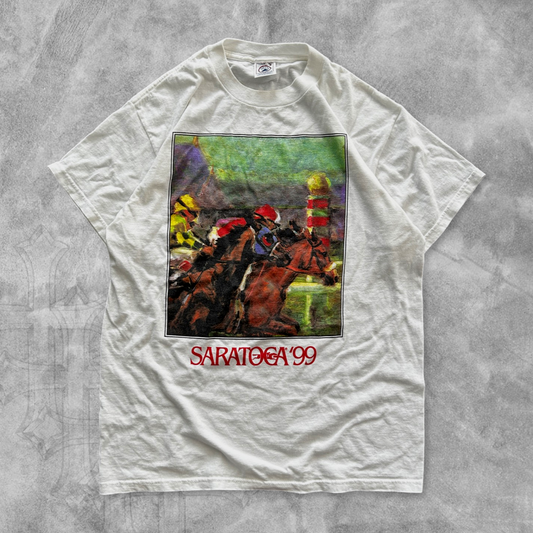 White Saratoga Horse Racing Shirt 1999 (M)