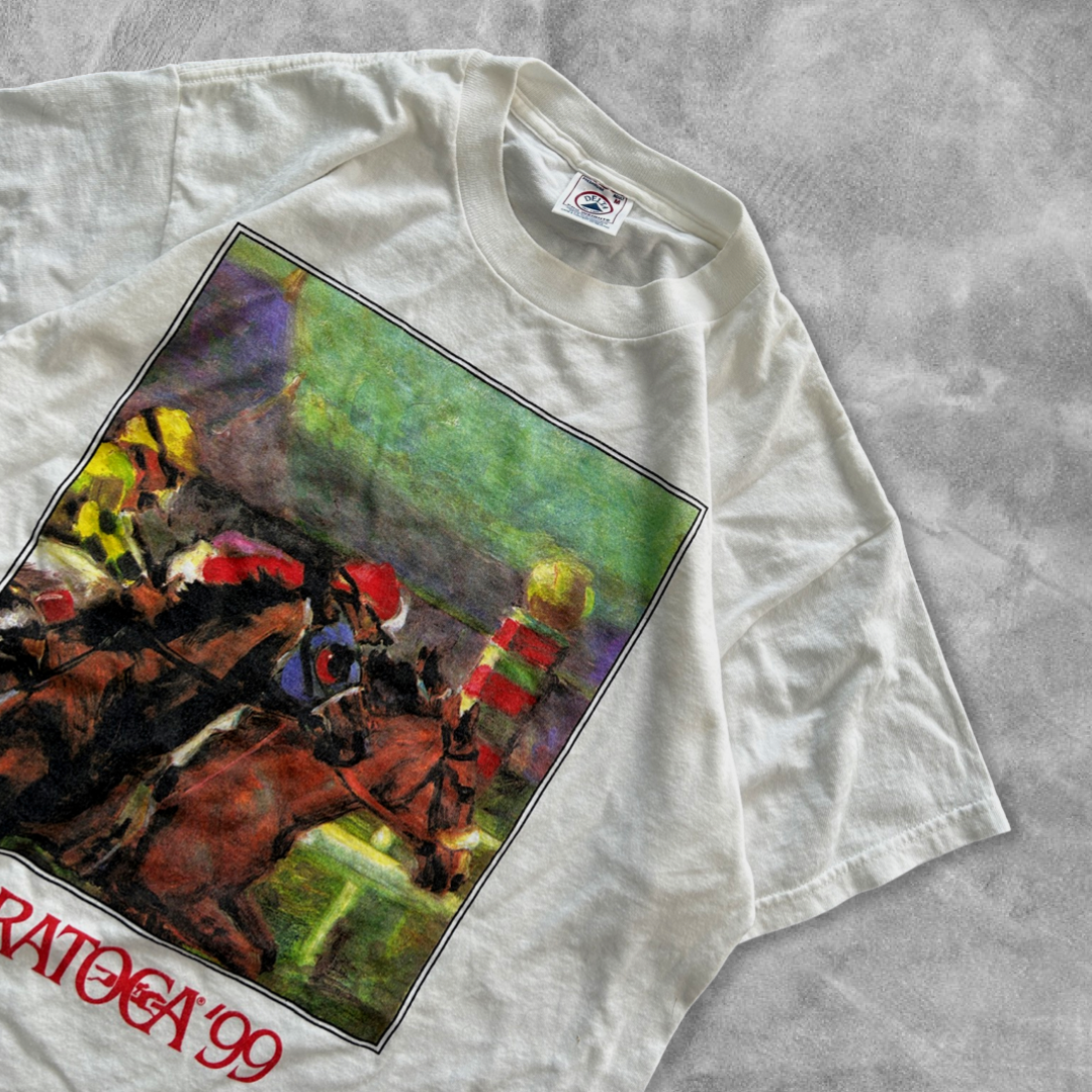 White Saratoga Horse Racing Shirt 1999 (M)