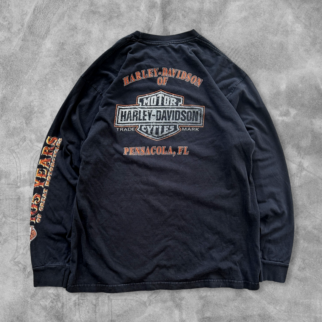 Black Harley Davidson 105 Years Long Sleeve Shirt 2000s (XL)