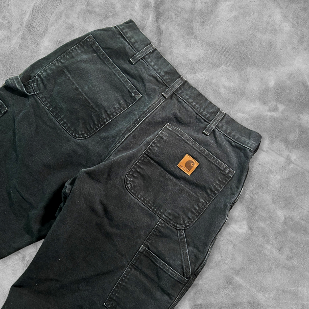 Black Carhartt Flannel Lined Pants 1990s (30x29)