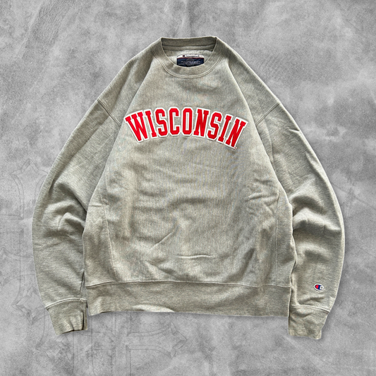 Grey Wisconsin Champion Reverse Weave Sweatshirt 2000s (M)