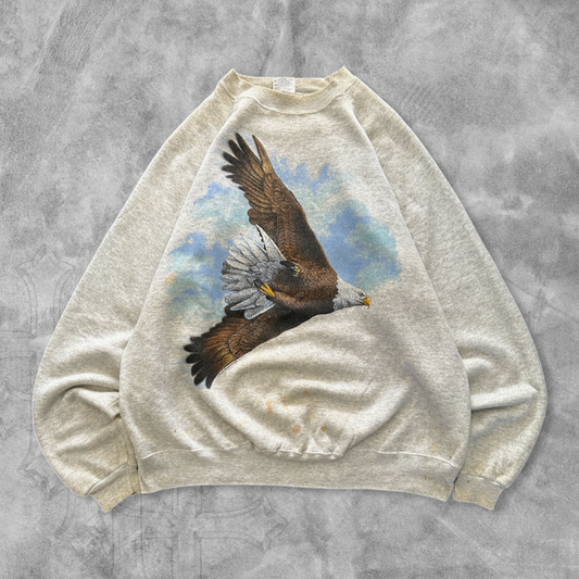 Distressed Grey Eagle Sweatshirt 1990s (XL)