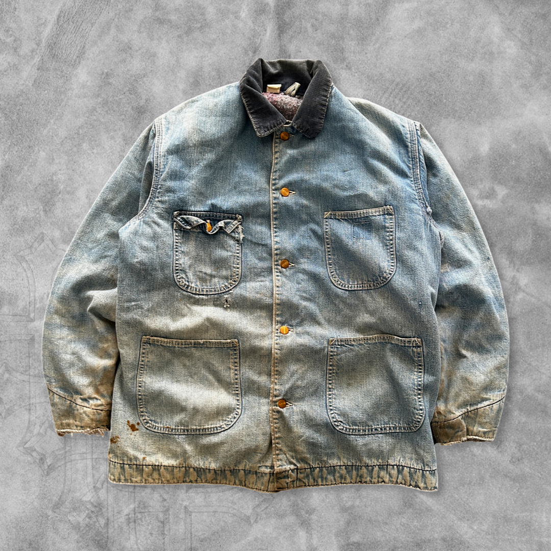 Faded Distressed Denim Carhartt Chore Jacket 1990s (L)