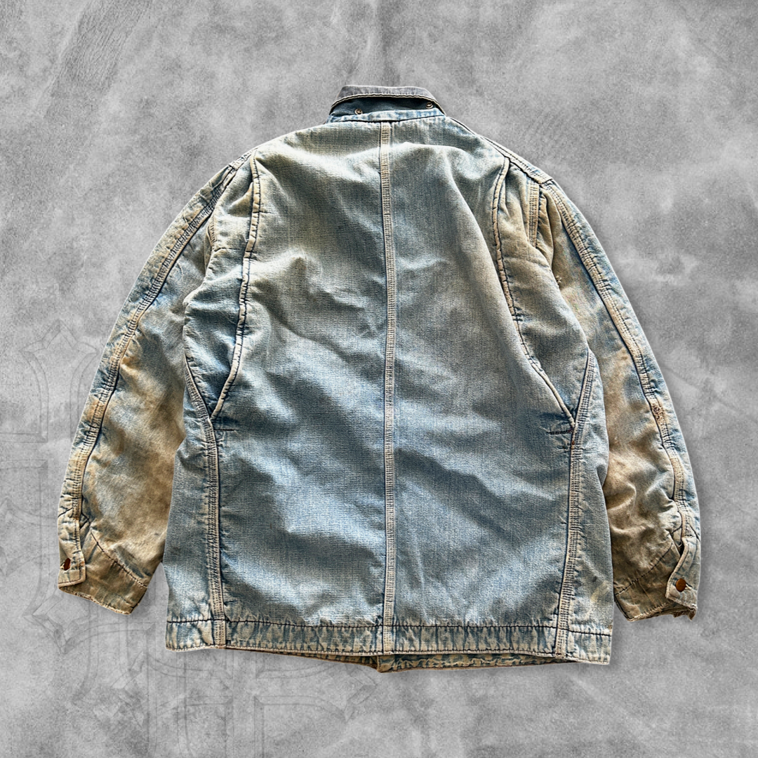 Faded Distressed Denim Carhartt Chore Jacket 1990s (L)