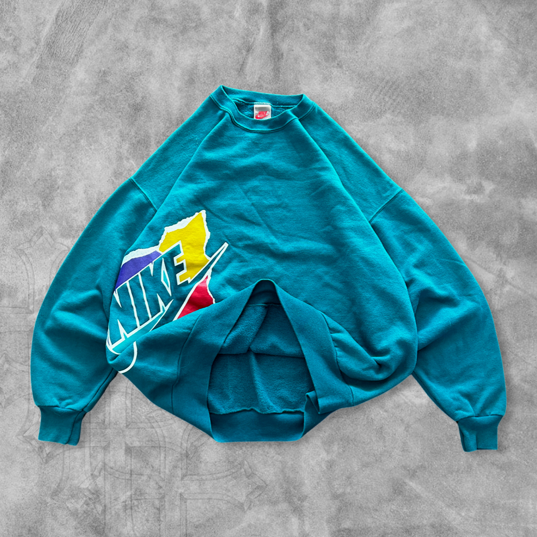 Teal Nike Logo Sweatshirt 1990s (XL)