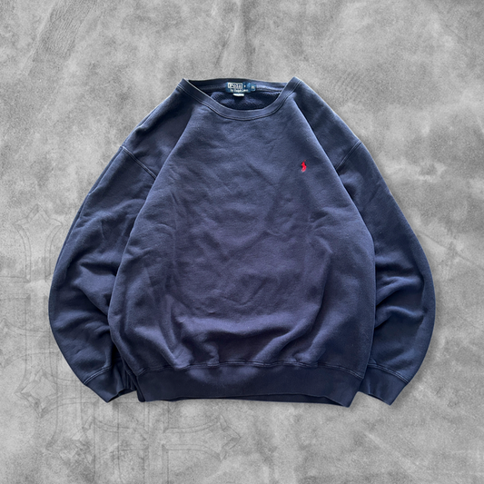 Navy Polo Sweatshirt 1990s (XL)