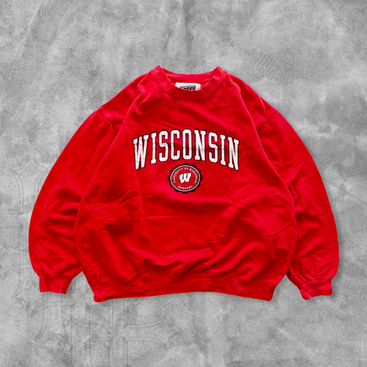 Boxy Red Wisconsin Sweatshirt 2000s (L)