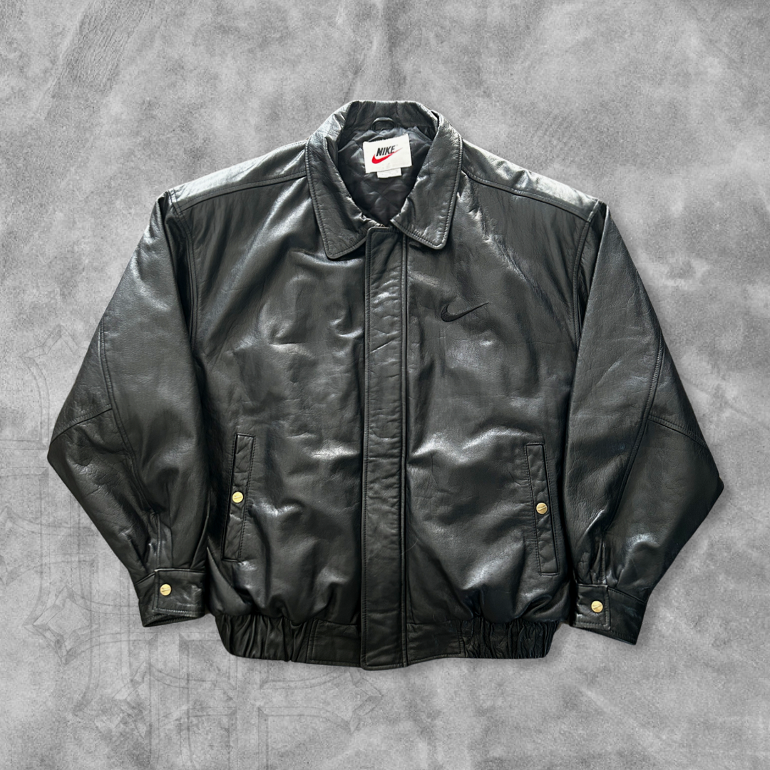 Black Nike Leather Jacket 1990s (XL) – Vain Society Black Nike Leather Jacket 1990s (XL) – Vain Society