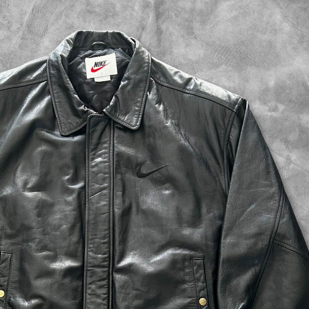 Black Nike Leather Jacket 1990s (XL) – Vain Society Black Nike Leather Jacket 1990s (XL) – Vain Society