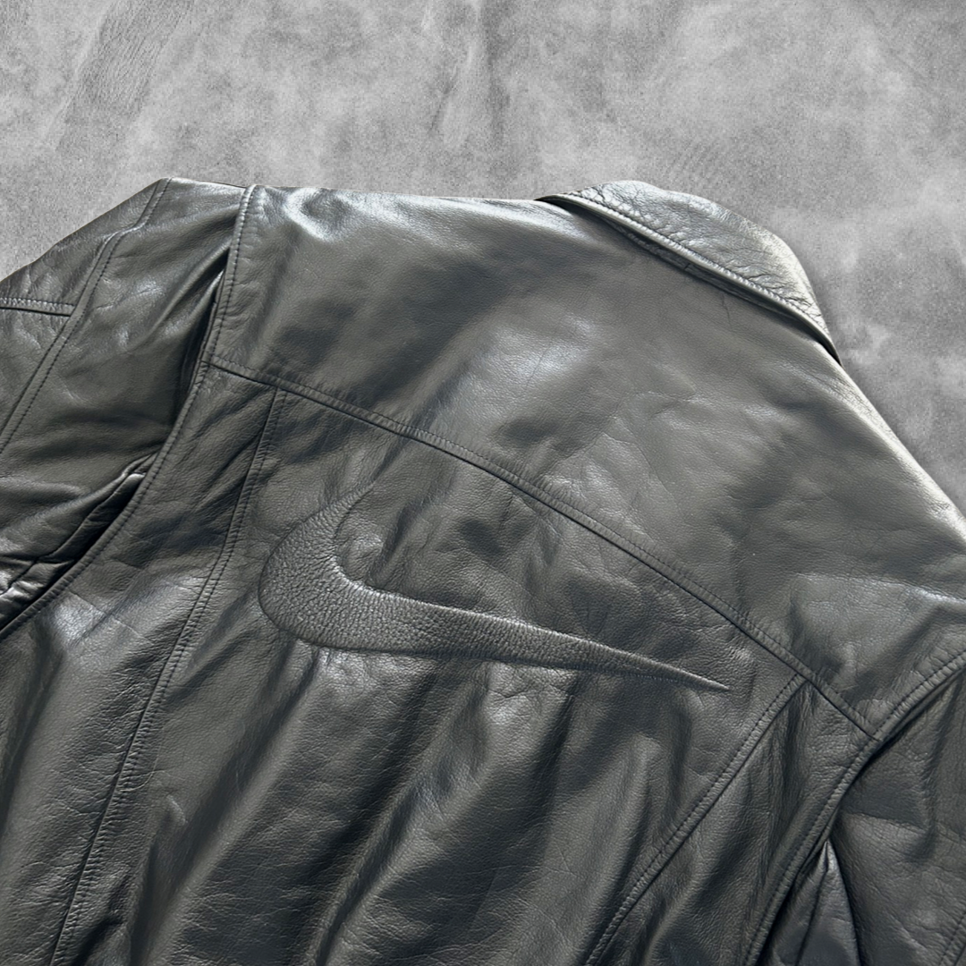 Black Nike Leather Jacket 1990s (XL)