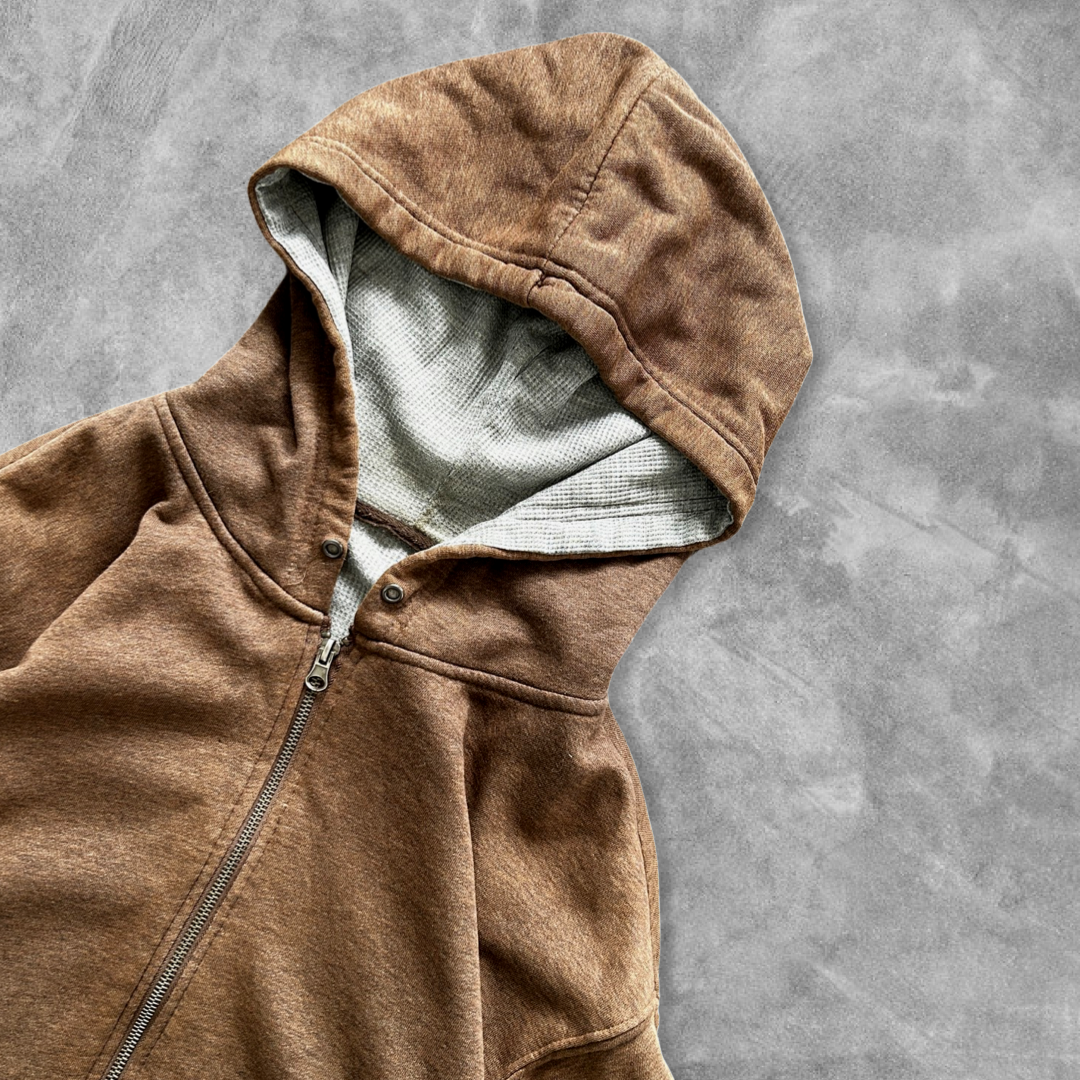 Mocha Brown Hooded Thermal Jacket 1990s (L)