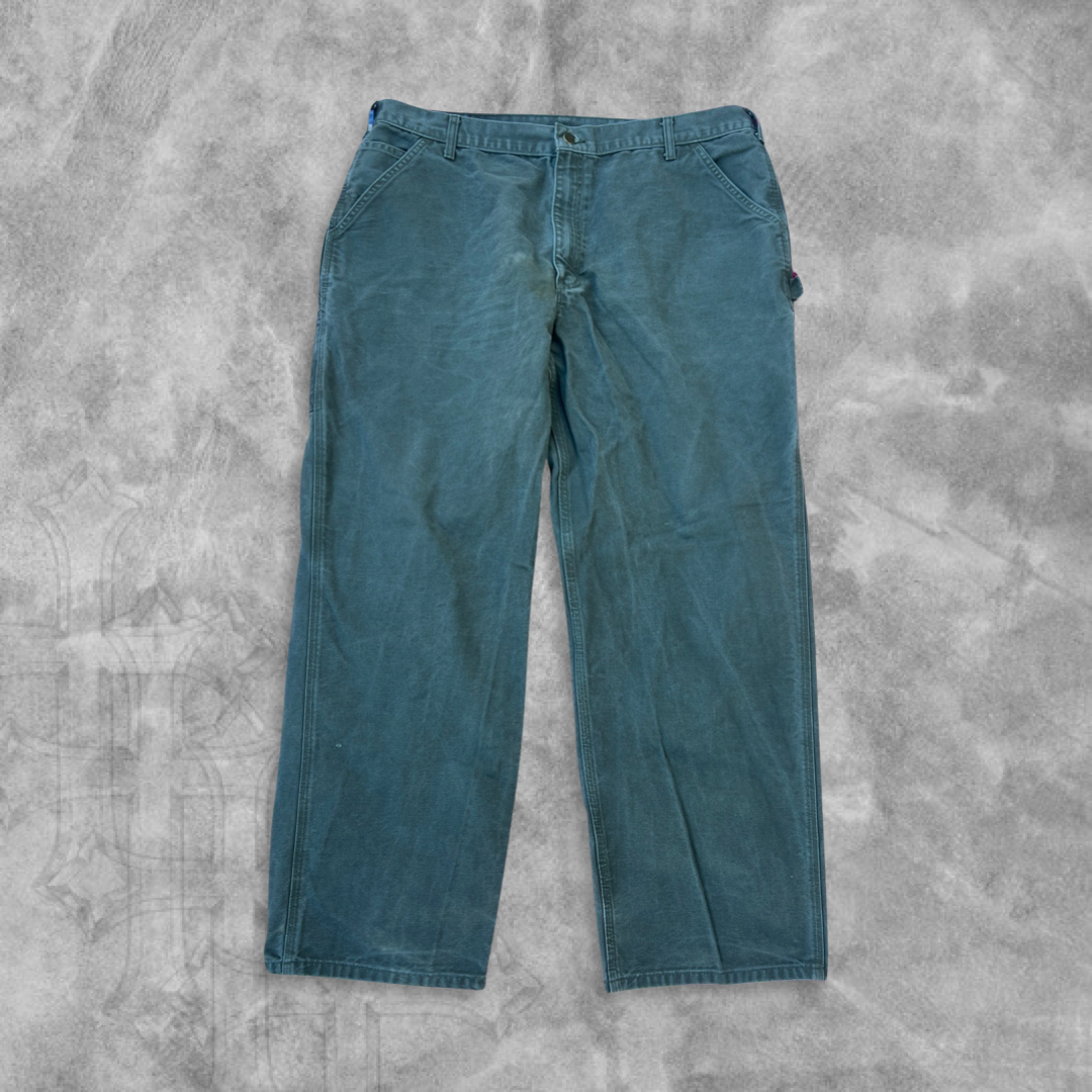 Faded Olive Green Carhartt Carpenter Pants 2000s (40x32)