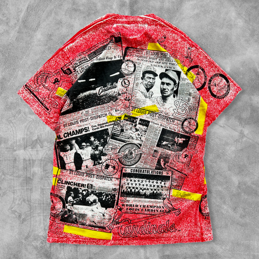 All Over Print St Louis Cardinals Newspaper Shirt 1990s (L)