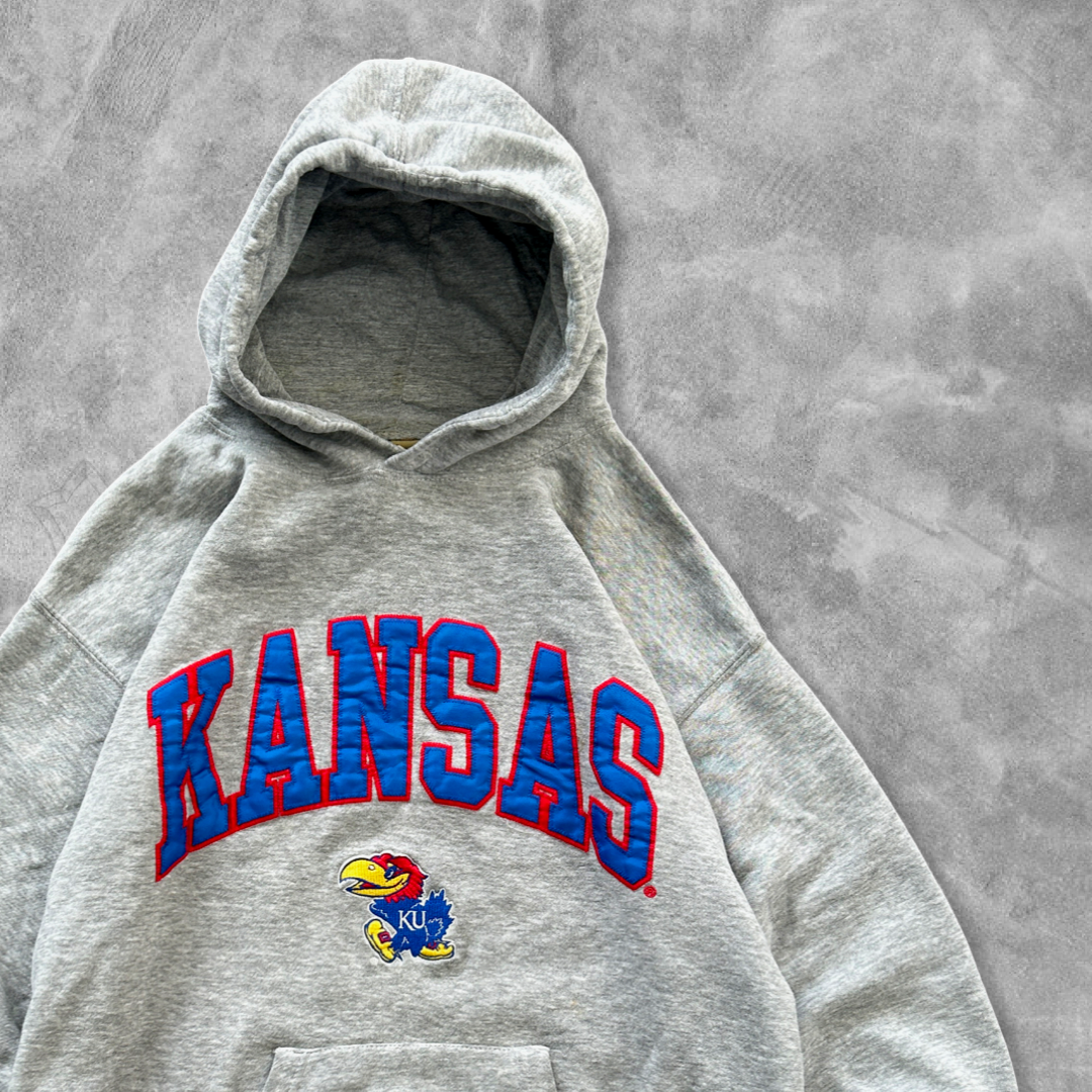 Grey Kansas Jayhawks Hoodie 1990s (M)