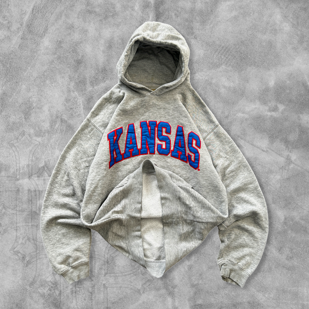 Grey Kansas Jayhawks Hoodie 1990s (M)