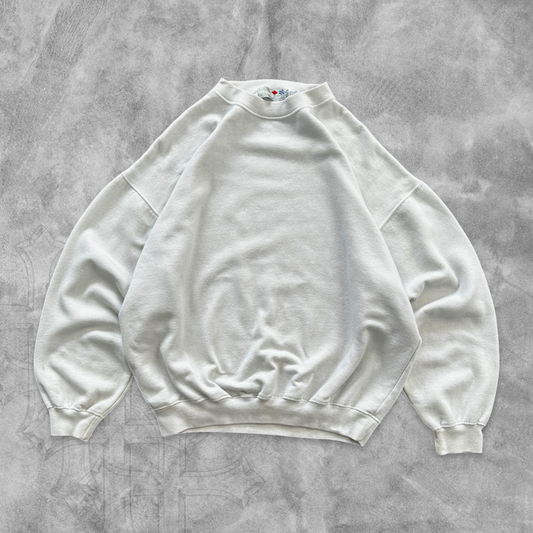 Bone White Blank Sweatshirt 1990s (S/M)