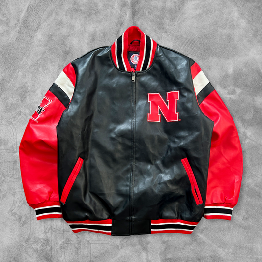 Black/Red Nebraska Leather Jacket 1990s (XL)