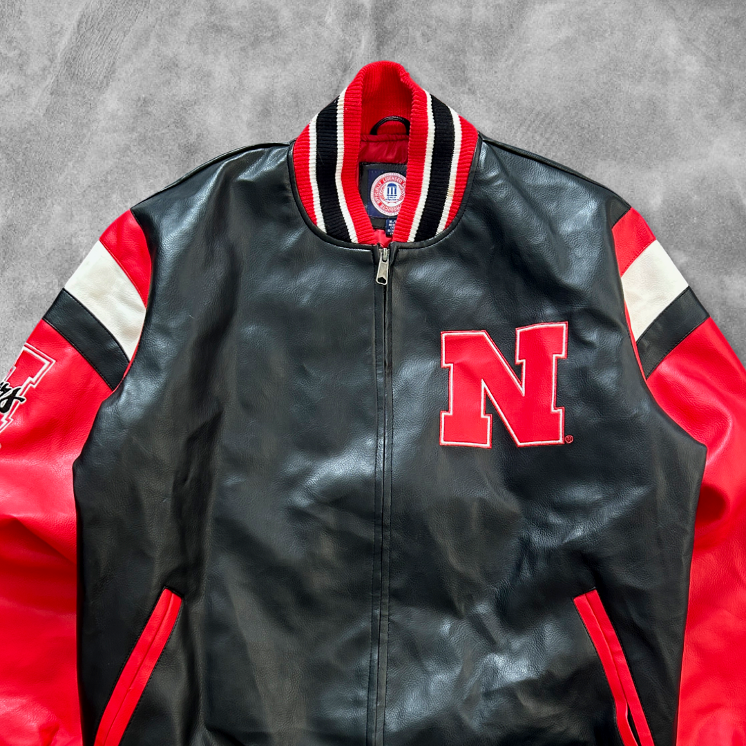 Black/Red Nebraska Leather Jacket 1990s (XL)