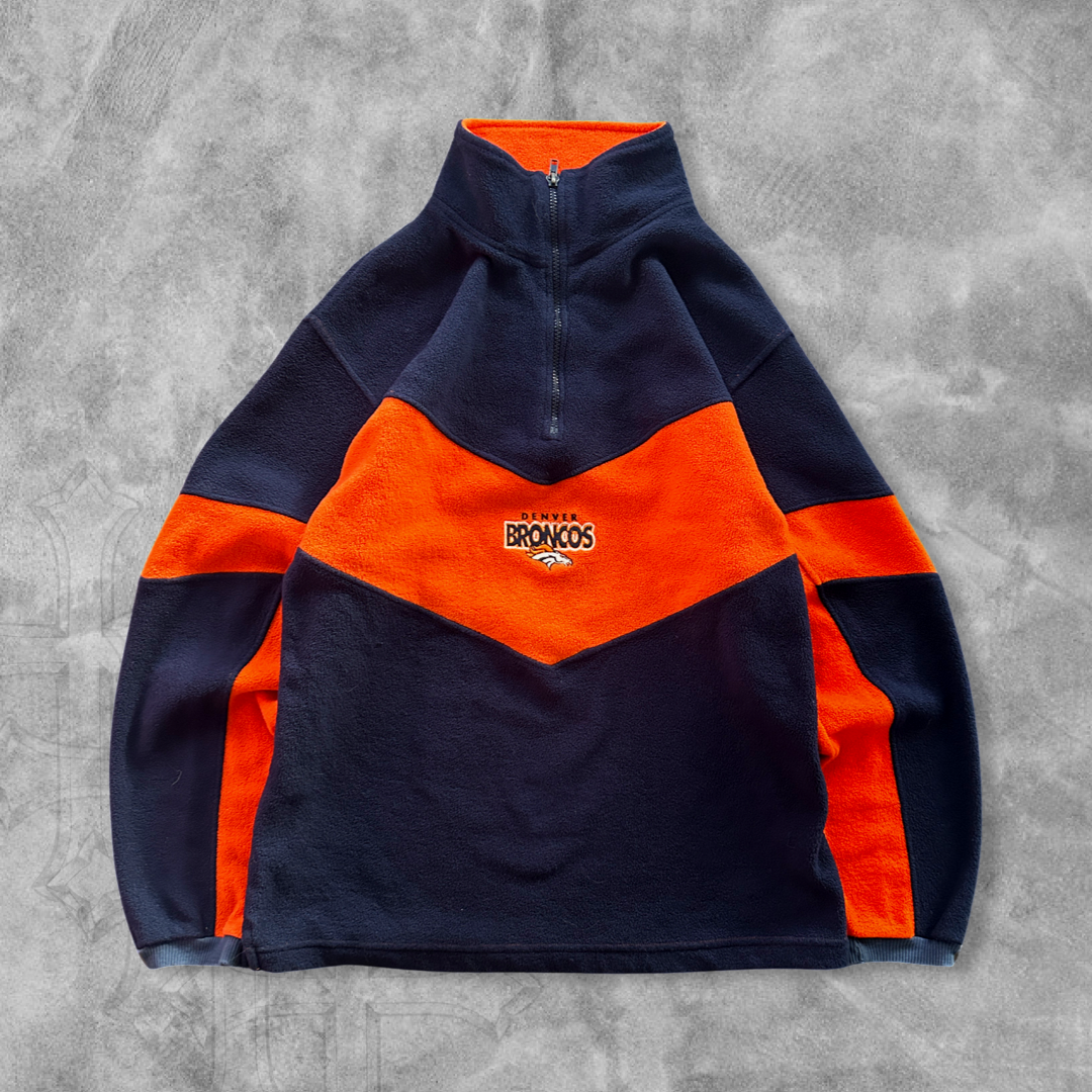 Denver Broncos Fleece Quarter Zip Pullover 1990s (M)